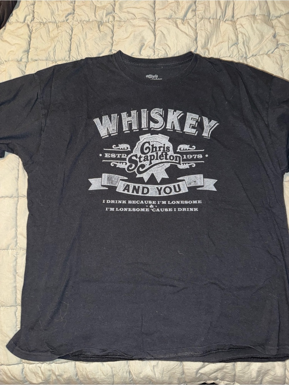 Chris Stapleton ‘Whiskey and You' Black Graphic Concert T-Shirt 2XL